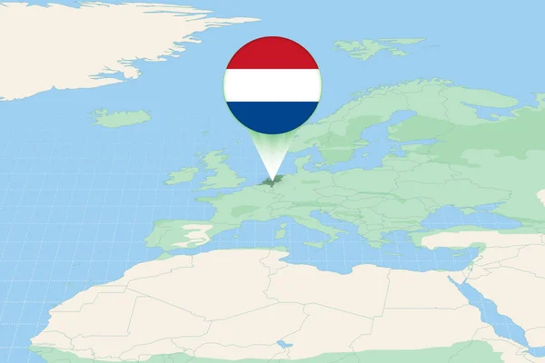Illustration Carte Des Pays Bas Avec Drapeau Illustration Cartographique Des — Image vectorielle