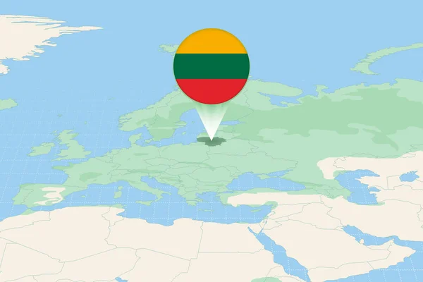Mappa Illustrazione Della Lituania Con Bandiera Illustrazione Cartografica Della Lituania — Vettoriale Stock
