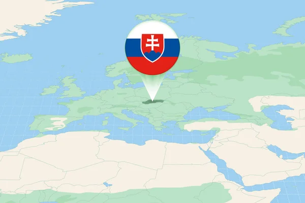 Kaart Illustratie Van Slowakije Met Vlag Cartografische Illustratie Van Slowakije — Stockvector