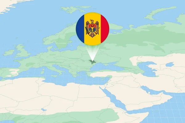Kaart Illustratie Van Moldavië Met Vlag Cartografische Illustratie Van Moldavië — Stockvector