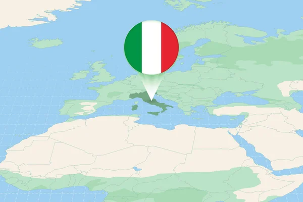 Kaart Illustratie Van Italië Met Vlag Cartografische Illustratie Van Italië — Stockvector