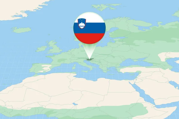 Kaart Illustratie Van Slovenië Met Vlag Cartografische Illustratie Van Slovenië — Stockvector