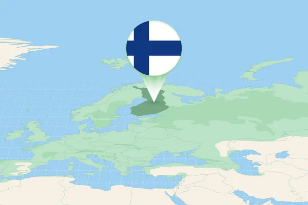 Kartenillustration Von Finnland Mit Der Flagge Kartographische Darstellung Finnlands Und — Stockvektor