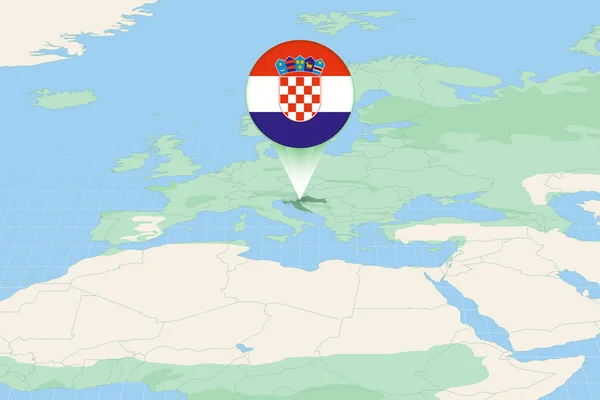 Mapa Znázorňující Chorvatsko Vlajkou Kartografická Ilustrace Chorvatska Sousedních Zemí — Stockový vektor