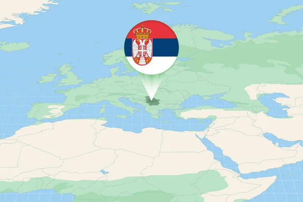 Illustration Carte Serbie Avec Drapeau Illustration Cartographique Serbie Des Pays — Image vectorielle