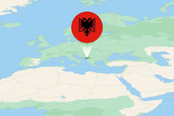 Kaart Illustratie Van Albanië Met Vlag Cartografische Illustratie Van Albanië — Stockvector