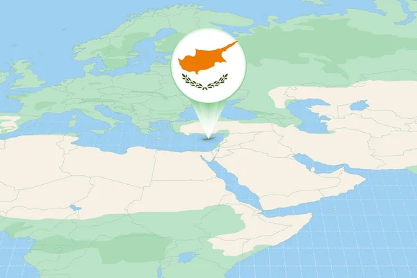 Kıbrıs Bayraklı Haritası Kıbrıs Komşu Ülkelerin Haritalı Çizimi — Stok Vektör