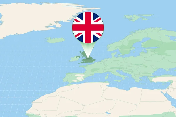 Map Illustration United Kingdom Flag Cartographic Illustration United Kingdom Neighboring — 图库矢量图片