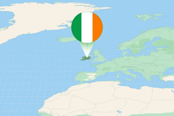 Ilustracja Irlandii Flagą Ilustracja Kartograficzna Irlandii Krajów Sąsiadujących — Wektor stockowy