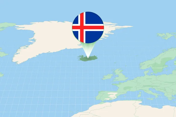 Карта Иллюстрации Исландии Флагом Картографическая Иллюстрация Исландии Соседних Стран — стоковый вектор
