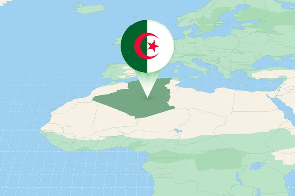 Mapa Ilustración Argelia Con Bandera Ilustración Cartográfica Argelia Países Vecinos — Vector de stock