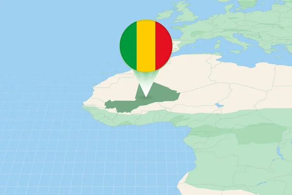 Illustration Carte Mali Avec Drapeau Illustration Cartographique Mali Des Pays — Image vectorielle