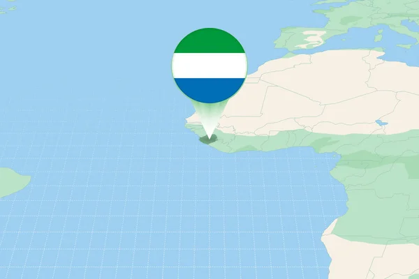 Kaart Illustratie Van Sierra Leone Met Vlag Cartografische Illustratie Van — Stockvector