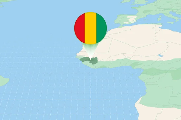 Kaart Illustratie Van Guinee Met Vlag Cartografische Illustratie Van Guinee — Stockvector