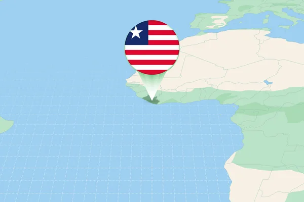 Map Illustration Liberia Flag Cartographic Illustration Liberia Neighboring Countries — Διανυσματικό Αρχείο