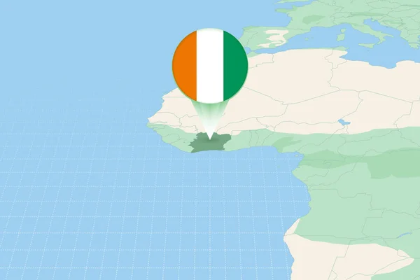 Map Illustration Ivory Coast Flag Cartographic Illustration Ivory Coast Neighboring — ストックベクタ