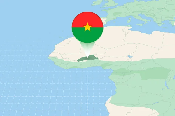 Kaart Illustratie Van Burkina Faso Met Vlag Cartografische Illustratie Van — Stockvector