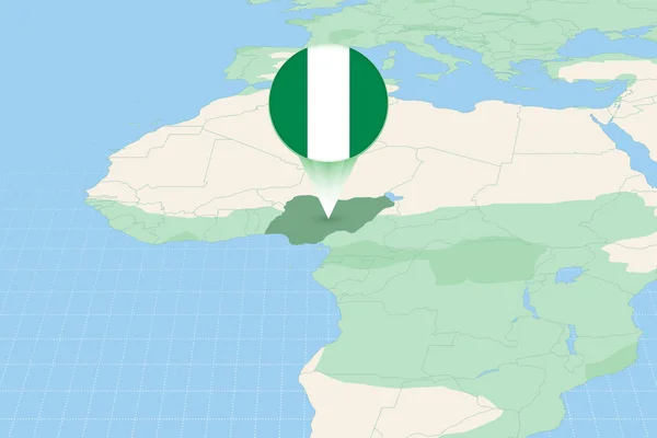 Karta Illustration Nigeria Med Flaggan Kartografisk Illustration Nigeria Och Grannländerna — Stock vektor