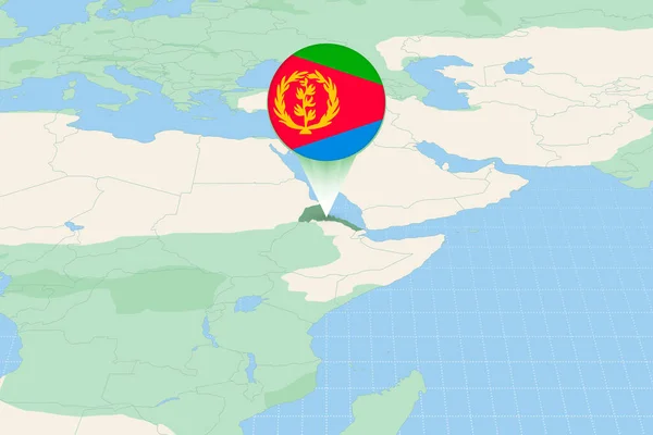 Kaart Illustratie Van Eritrea Met Vlag Cartografische Illustratie Van Eritrea — Stockvector