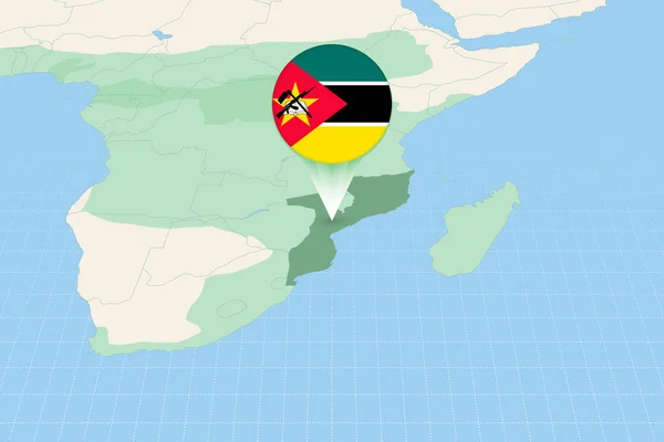 Mapa Ilustração Moçambique Com Bandeira Ilustração Cartográfica Moçambique Países Vizinhos —  Vetores de Stock