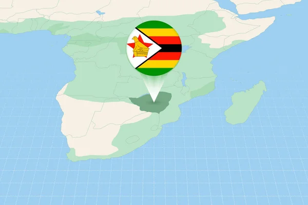 Mapa Ilustrativo Zimbabué Com Bandeira Ilustração Cartográfica Zimbabué Dos Países —  Vetores de Stock