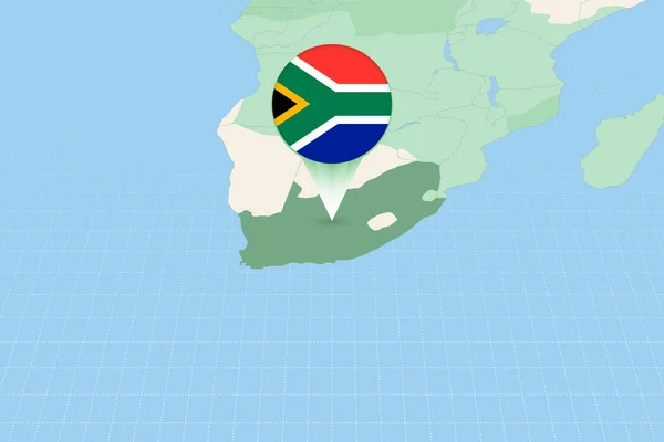 깃발을 남아프리카 공화국의 남아프리카 공화국 지도화 — 스톡 벡터