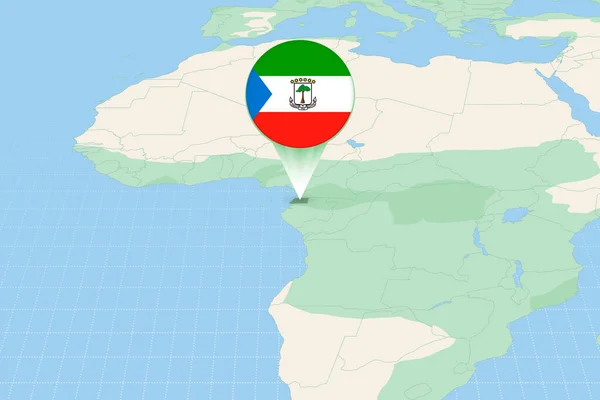 Map Illustration Equatorial Guinea Flag Cartographic Illustration Equatorial Guinea Neighboring — Stockvektor