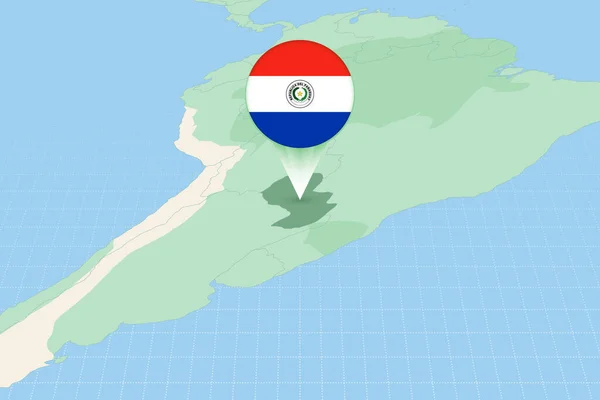 Mapa Ilustración Paraguay Con Bandera Ilustración Cartográfica Paraguay Países Vecinos — Vector de stock