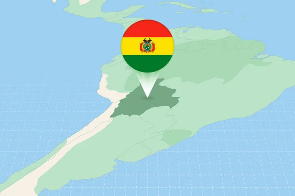 Bayrak Taşıyan Bolivya Haritası Bolivya Komşu Ülkelerin Haritalı Çizimi — Stok Vektör