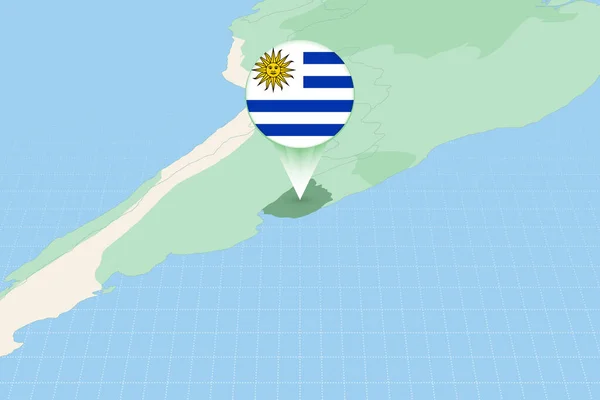 用国旗描绘乌拉圭的地图 乌拉圭及其邻国的制图说明 — 图库矢量图片