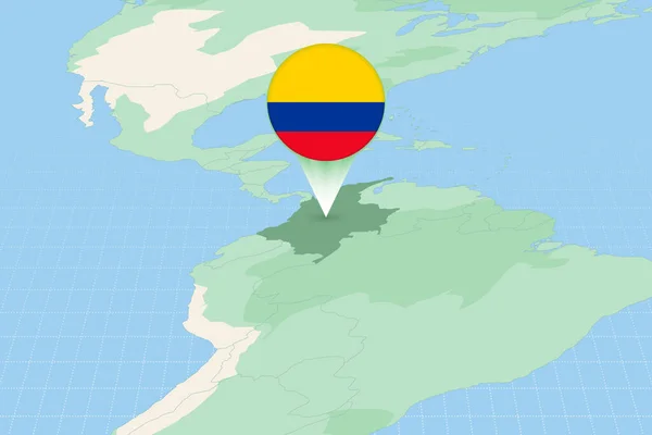 Map Illustration Colombia Flag Cartographic Illustration Colombia Neighboring Countries — Vector de stock