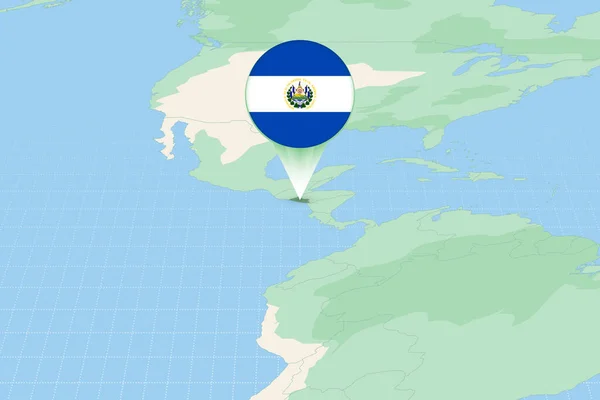 Map Illustration Salvador Flag Cartographic Illustration Salvador Neighboring Countries — Stock Vector