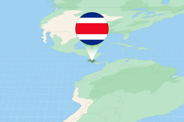 Карта Иллюстрации Коста Рики Флагом Картографическая Иллюстрация Коста Рики Соседних — стоковый вектор