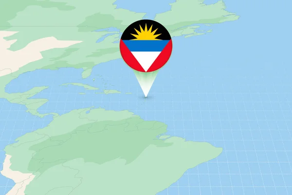 Εικόνα Χάρτη Της Αντίγκουα Και Μπαρμπούντα Σημαία Χαρτογραφική Απεικόνιση Της — Διανυσματικό Αρχείο
