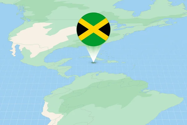 Map Illustration Jamaica Flag Cartographic Illustration Jamaica Neighboring Countries — Stockový vektor