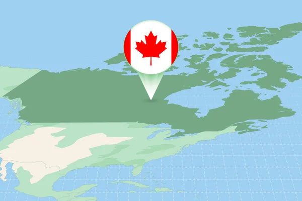 Mapa Znázorňující Kanadu Vlajkou Kartografická Ilustrace Kanady Sousedních Zemí — Stockový vektor