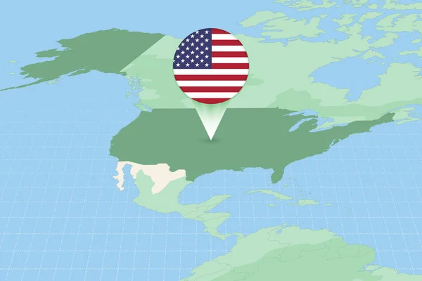 Mapu Usa Vlajkou Kartografická Ilustrace Usa Sousedních Zemí — Stockový vektor