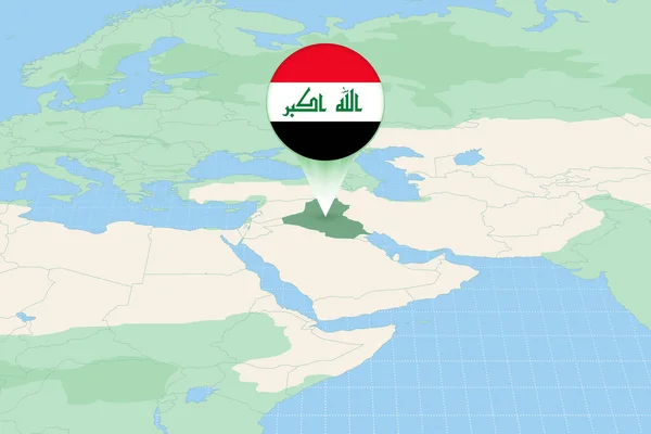 Kartenillustration Des Irak Mit Der Flagge Kartographische Darstellung Des Irak — Stockvektor