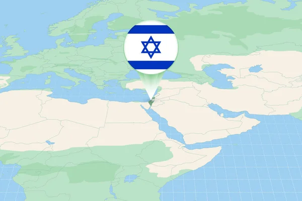 Map Illustration Israel Flag Cartographic Illustration Israel Neighboring Countries — Vetor de Stock