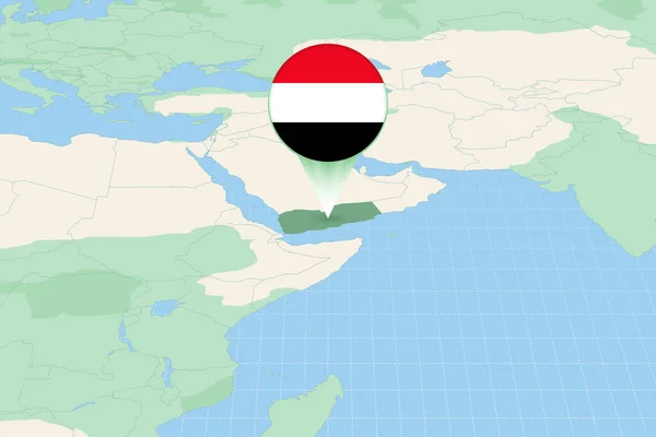 Mapa Znázorňující Jemen Vlajkou Kartografická Ilustrace Jemenu Sousedních Zemí — Stockový vektor
