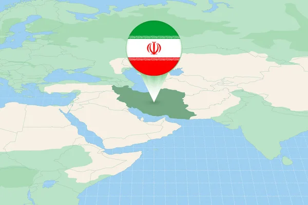 Mapa Ilustración Irán Con Bandera Ilustración Cartográfica Irán Países Vecinos — Archivo Imágenes Vectoriales