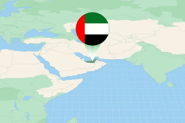 Ilustración Mapa Emiratos Árabes Unidos Con Bandera Ilustración Cartográfica Emiratos — Archivo Imágenes Vectoriales