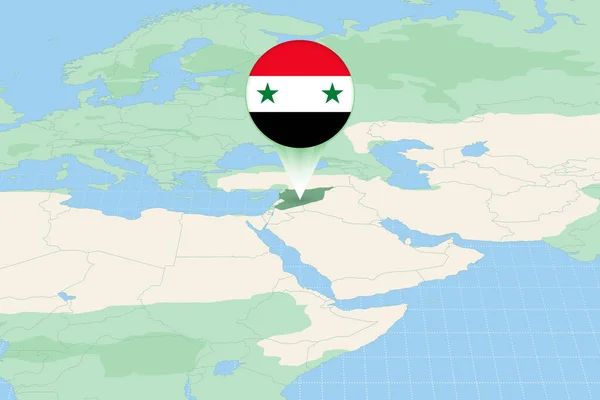 Mapa Ilustrativo Siria Con Bandera Ilustración Cartográfica Siria Países Vecinos — Archivo Imágenes Vectoriales