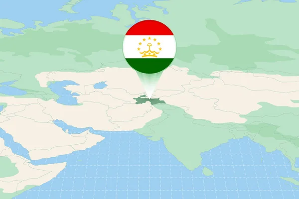 Mapa Znázorňující Tádžikistán Vlajkou Kartografická Ilustrace Tádžikistánu Sousedních Zemí — Stockový vektor