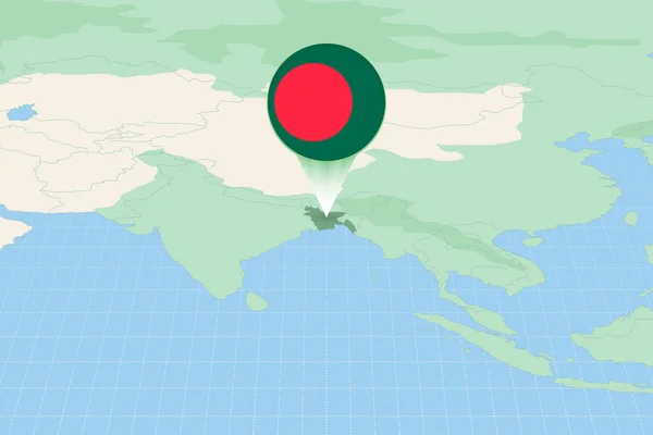 Kaart Illustratie Van Bangladesh Met Vlag Cartografische Illustratie Van Bangladesh — Stockvector