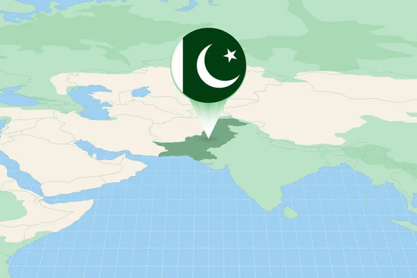 Mapa Znázorňující Pákistán Vlajkou Kartografická Ilustrace Pákistánu Sousedních Zemí — Stockový vektor