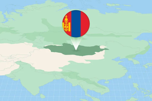 Карта Ілюстрації Монголії Прапором Картографічна Ілюстрація Монголії Сусідніх Країн — стоковий вектор