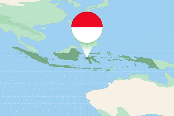 Peta Ilustrasi Indonesia Dengan Bendera Ilustrasi Kartografi Indonesia Dan Negara - Stok Vektor