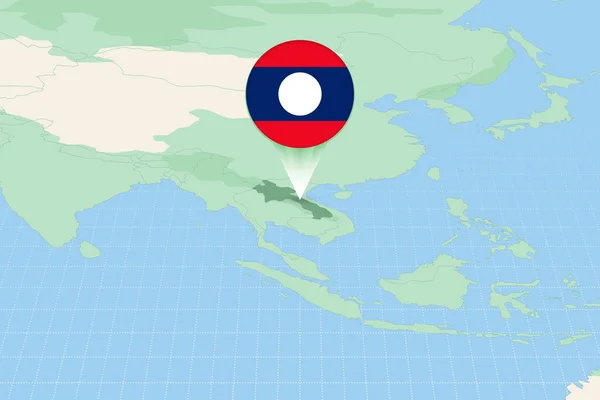 Map Illustration Laos Flag Cartographic Illustration Laos Neighboring Countries — Archivo Imágenes Vectoriales