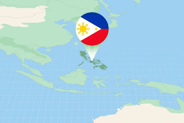 Map Illustration Philippines Flag Cartographic Illustration Philippines Neighboring Countries — ストックベクタ